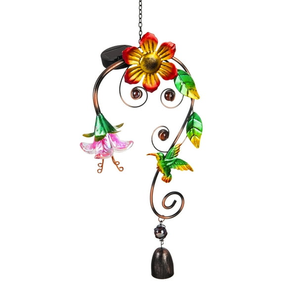 Solar Hanging Outdoor Decoration with Bell, Hummingbird