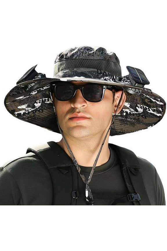 Solar Hat with Built in Fan, USB Solar Fan Cooling Hat, Wide Brim Sun Hat with Fan for Fishing Gardening Outdoor Summer Cooling Cap