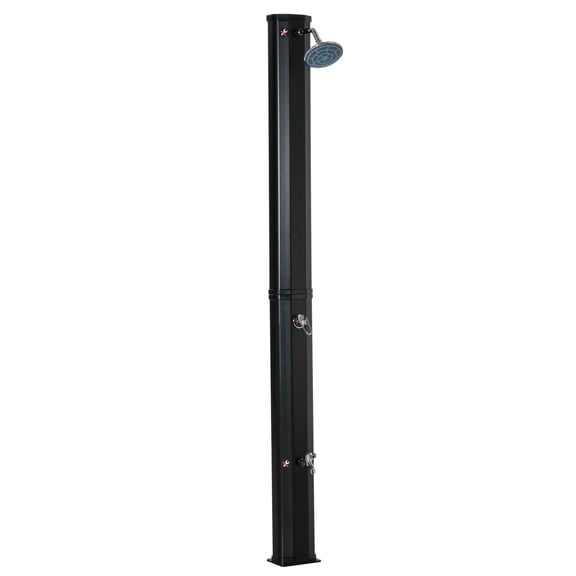 Solar Heated Outdoor Shower with 360 Rotating Shower Head, 9.2 Gallon Freestanding Pool Shower for Backyard with Foot Faucet, Temperature and Pressure Adjustable, Black