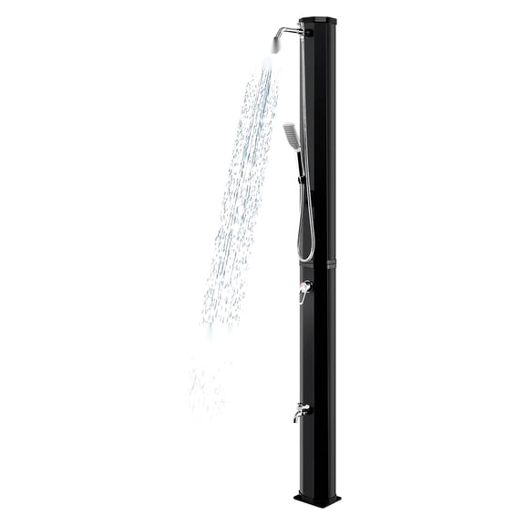 Solar Heated Outdoor Shower,9.3 gallon capacity,Freestanding Garden Shower,360 Swivel Head,Foot Shower,Temperature Adjustment,for Poolside Backyard Beach,Black