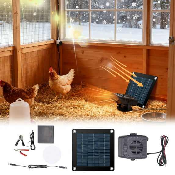 Solar Heater for Greenhouse, Chicken Coop, Dog House, Cat Shelter, 20W Solar Powered Heater with Overheating Protection, Compact Portable Heating for Drying, Warming Pets, Puppy, Kitten in Winter