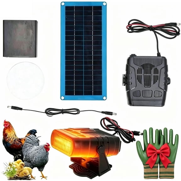 Solar Heater for Greenhouse, Chicken Coop, Dog House, Cat Shelter, 30Wor20W Solar Powered Heater with Overheating Protection, Compact Portable Heating for Drying