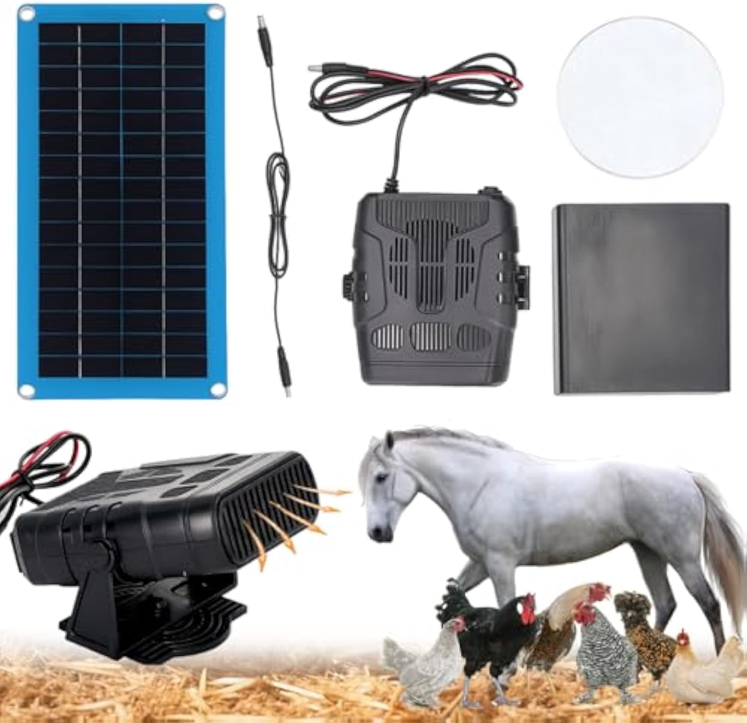 Solar Heater for Greenhouse, IP65 Waterproof Chicken Coop Heater Solar Powered, 30W Solar Heaters for Chicken Coop with Overheating Protection for Car, Coops, Pens & Stables