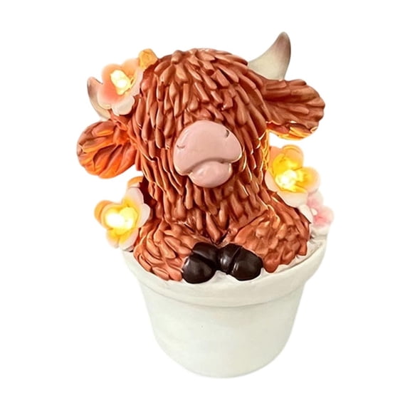 Solar Highlands Cow Garden Decoration Resin Patio Statue Multicolor 1 Count