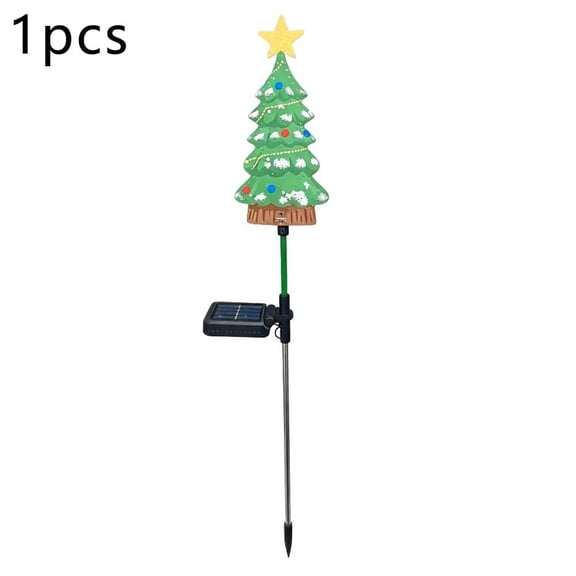 Solar Holiday Tree Garden Stake Light, Acrylic Outdoor Pathway Decoration with Metal Ground Stake, Automatic LED Lawn Light for Yard Flower Bed Patio
