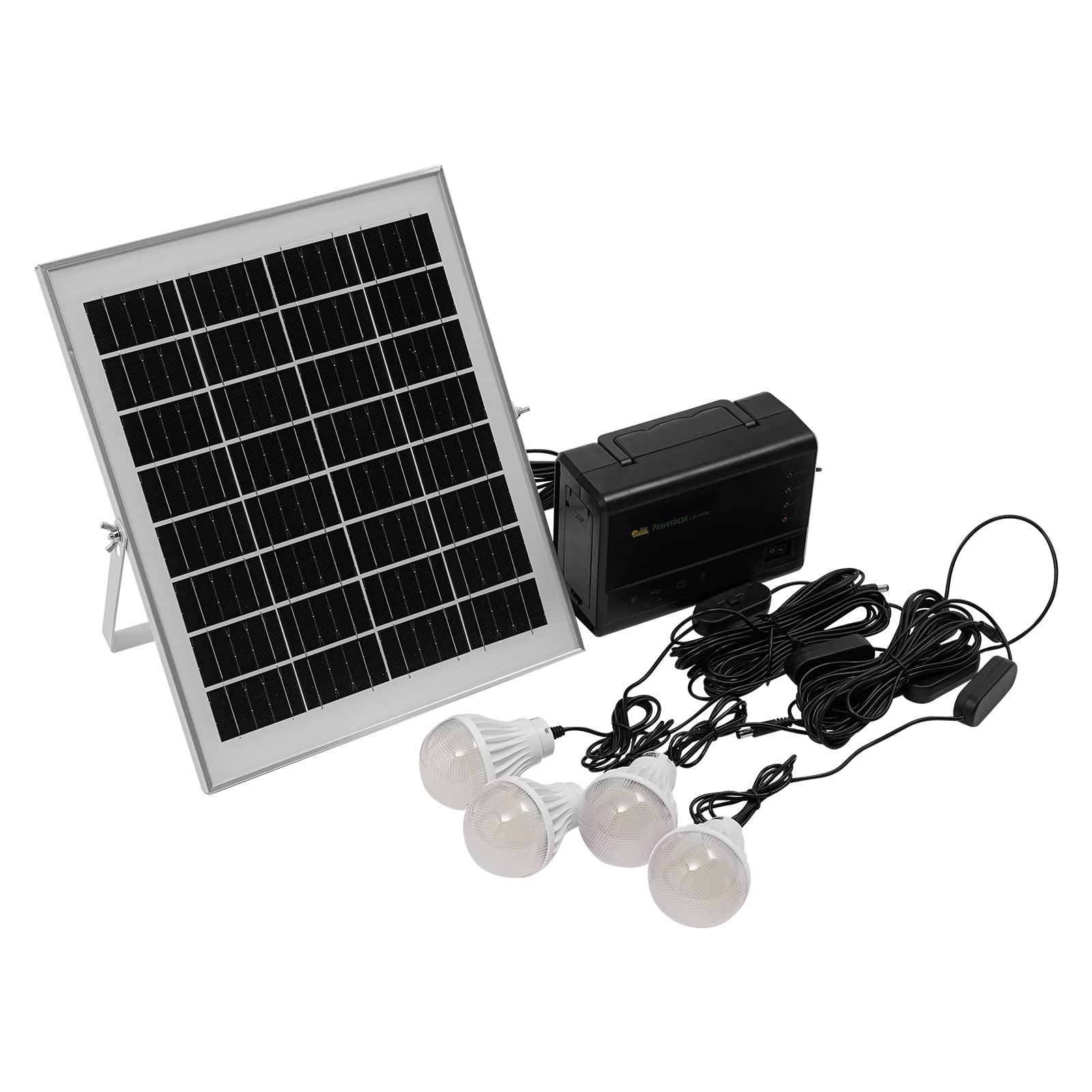Solar Invetor Home Solar Home System Kit, 15W Portable Solar Panel Inverter with 4 LED ...