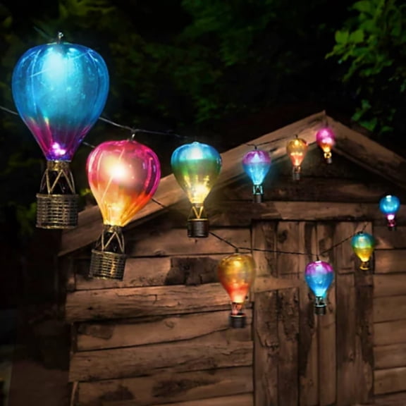 Solar Hot Air Balloon String Lights, LED Decorative Lights For Patio Camping Party