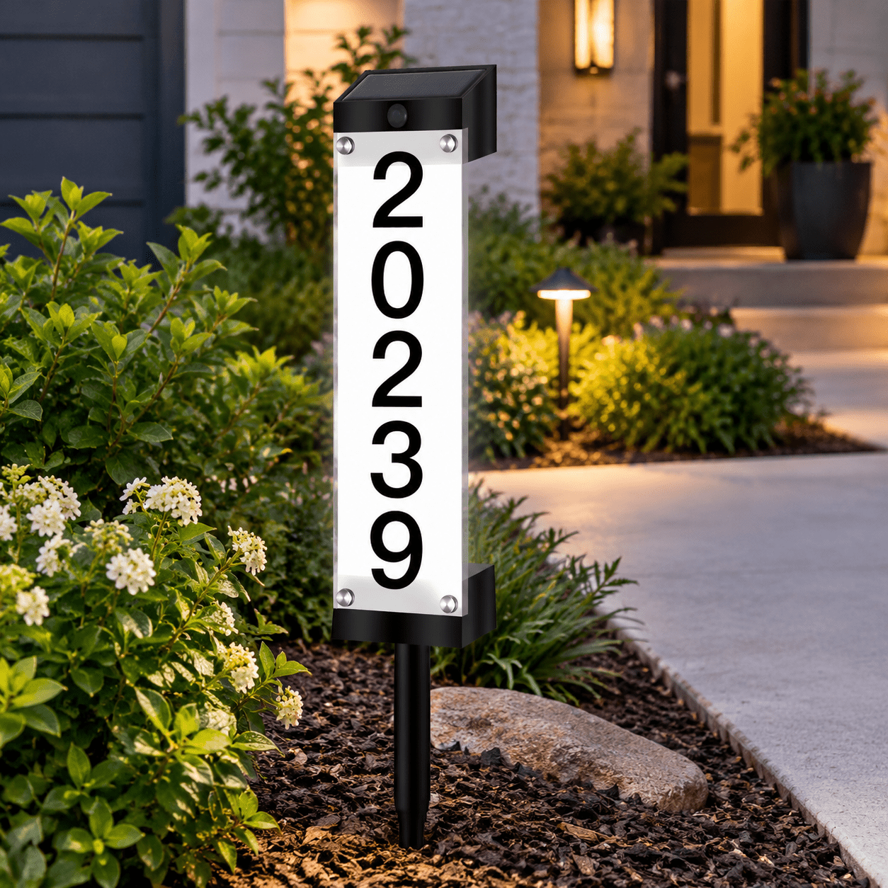 Light Sign Large Solar House Number Address Sign with Stake, 1 Pack, Outdoor Landscape ...