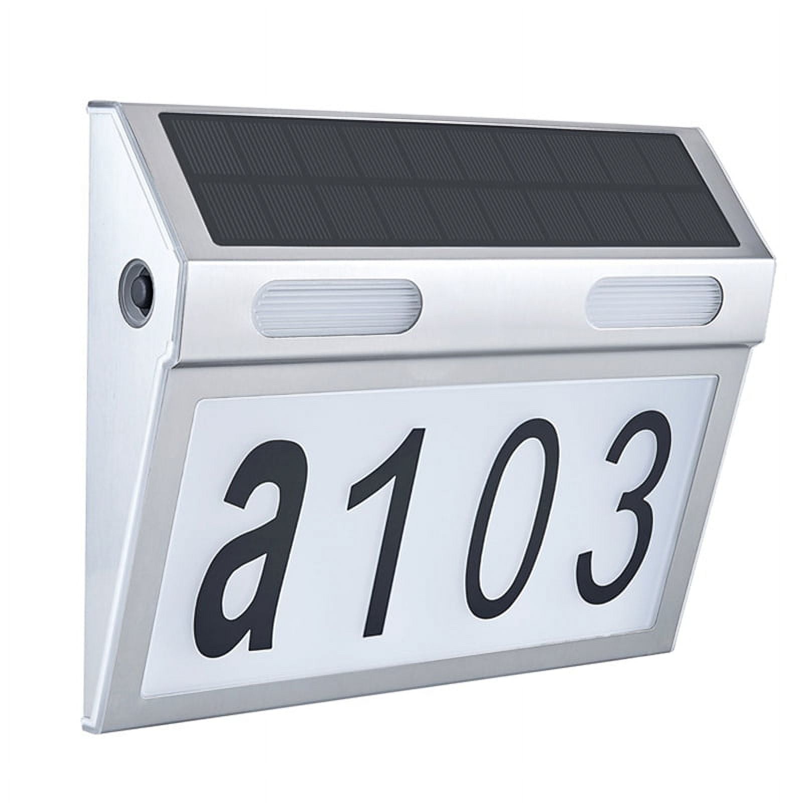 Solar House Number Light, Door Numbers LED Lights Outdoor with IP65 Waterproof Material with 3 Lighting Modes,1 x solar light,silver