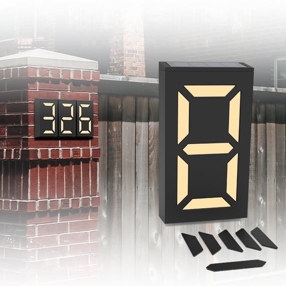 Solar House Number Light, Waterproof Outdoor Address Mailbox Sign with LED Illumination, Automatic Dusk to Dawn Porch Light for Home Business Front Door Wall(Two-color)