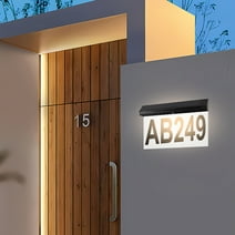 Solar House Number Sign, Lighted Address Plaque for Outdoor, Visibility Day and Night, Waterproof, Black