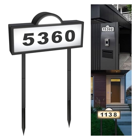 Solar House Numbers - Address Numbers for Outside, IP65 Waterproof LED House Number Sign