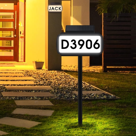 Solar House Numbers Address Sign, Tricolor & Brighter Address Plaque for Outside, 2 Installation Modes(Wall/Grassland) with Memory Function, Waterproof LED Lighted Signs for Yard Home Street