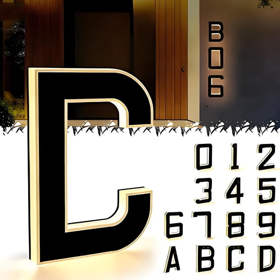 Solar House Numbers & Letters - DIY Illuminated Address Sign Kit, Waterproof Solar Powered Light for Outdoor Home Identification