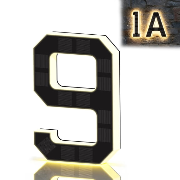 Solar House Numbers – Light Up Address Numbers, IP65 Waterproof LED Sign