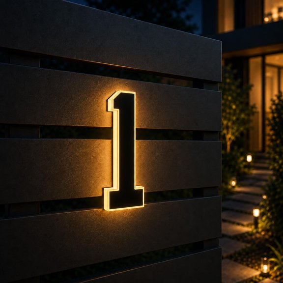 Solar House Numbers for Outside, LED Light Up Solar Address Numbers, IP65 Waterproof, Auto On/Off, No-Drill Adhesive or Screw Mount, for House, Yard, Fence, Garage (2, 4.7 inch)