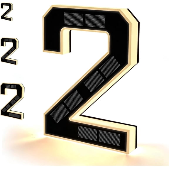 Solar House Numbers for Outside, Modern Illuminated Address Signs for House in 3 Versatile Sizes, Waterproof LED Backlit Identification Plates, Lighted Number Sign for Yard Door Wall(2,4.7inch)