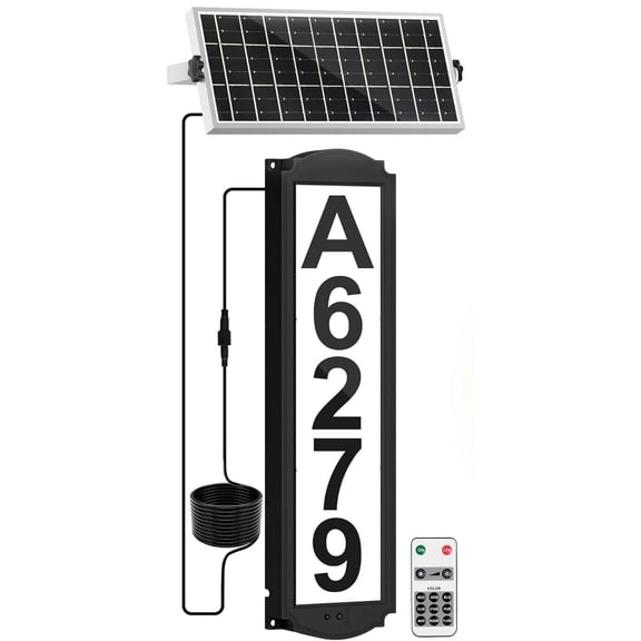 Solar House Numbers, Solar Address Sign with Light - IP65 Waterproof, Illuminated Address Markers for Front Porch