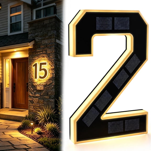 Solar House Numbers for Outside, LED Illuminated Address Sign with Dusk to Dawn Sensor, IP65 Waterproof Light Up Plate