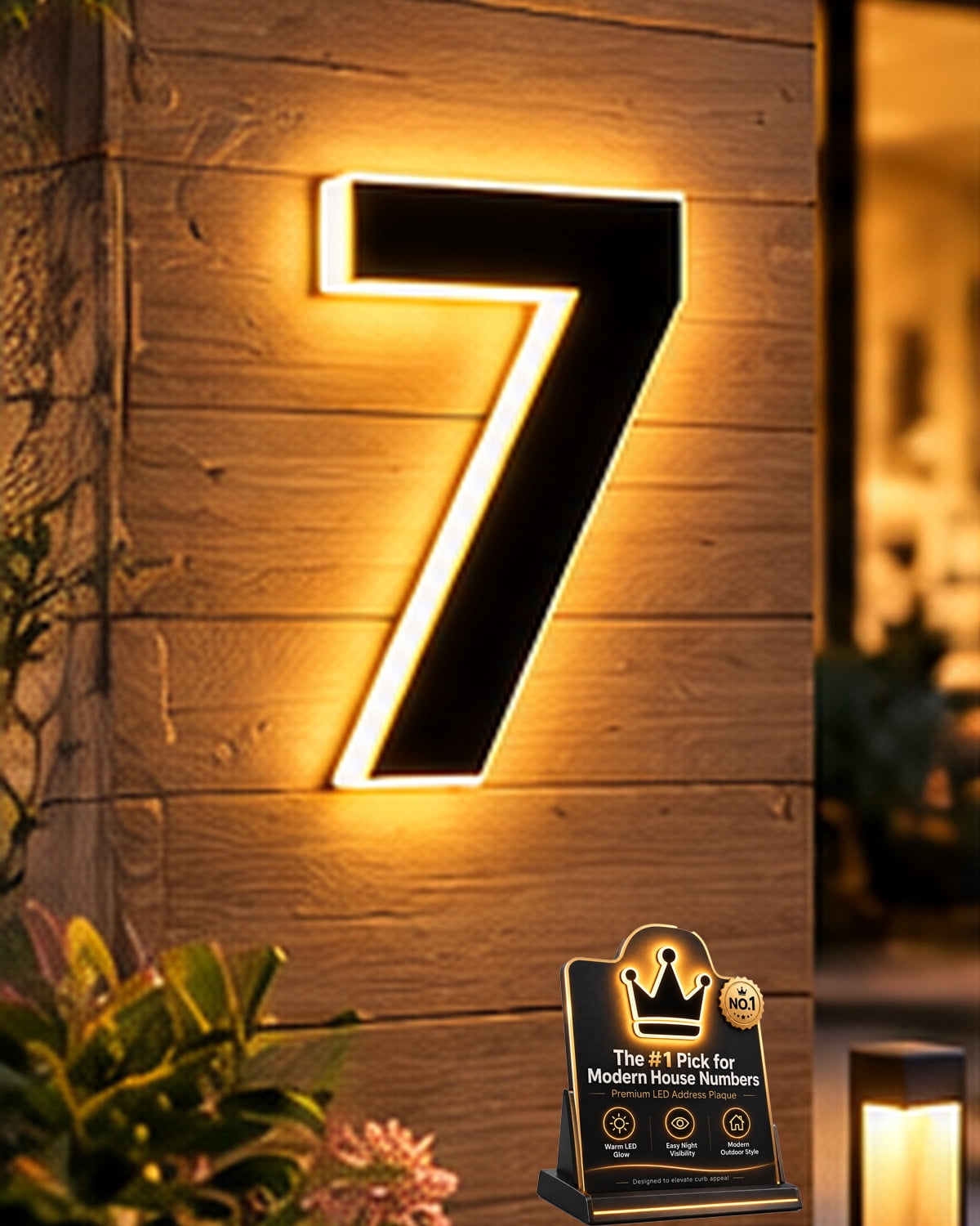 Led Backlit House Numbers Kit Solar House Numbers for Outside,LED Light Up Address Numbers,1:4.7in ...