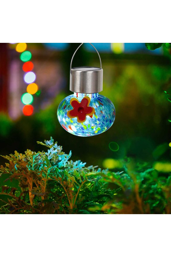 Solar Hummingbird Feeder, Glass Hummingbird Feeder with Solar Light for Outdoors,Solar Light for Garden Decor,Hummingbird Feeder for Outdoors Hanging,Waterproof Lamp, Ideal Gift