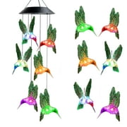 Solar Hummingbird Wind Chime Color Changing Solar LED String Lights Outdoor Mobile Hanging Patio Light