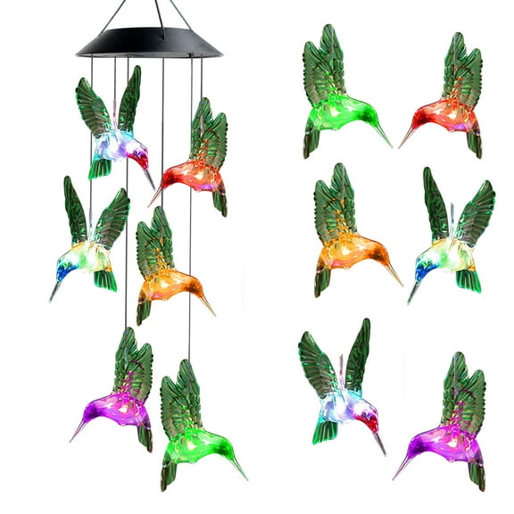Solar Hummingbird Wind Chimes Light, Mobile Hanging Wind Chime, Color Changing Solar Garden Lights, Gardening Gift, Patio, Party, Yard Décor
