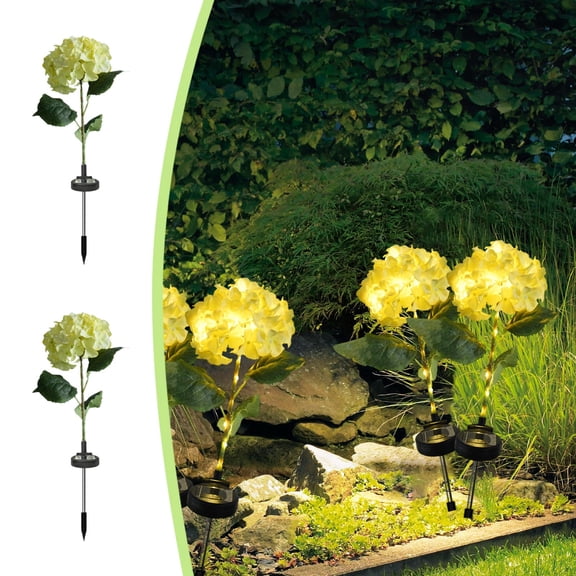 Solar Hydrangea Garden Lights, Outdoor Flower Stake Lights with Auto On Off Sensor, Waterproof Solar Landscape Lamps, Decorative Yard Lawn Pathway Patio Lighting for Holiday Garden Decor