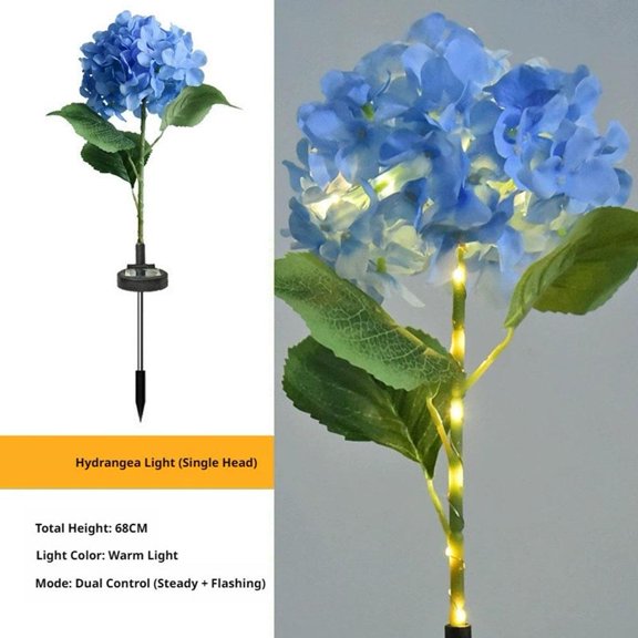Solar Hydrangea Garden Lights Waterproof Ground Inserted Flower Decorative Light for Yard, Landscape Lighting Solar Spot Light Outdoor Sway with The Wind Garden Decor