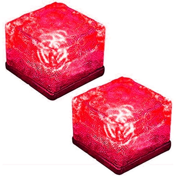 Solar Ice Glass Light, 2 Pcs Solar Garden Lights Solar Outdoor Table Lamp Solar Path Ice Cube Lights Outdoor Waterproof