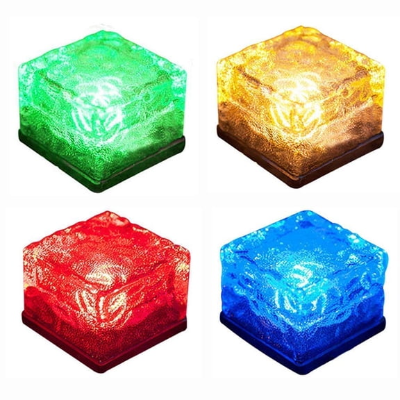 Solar Ice Light- Solar Ice Brick Light Glass Path Light Solar Crystal Brick Landscape Light For Garden Pathway Christmas Decor Etc.