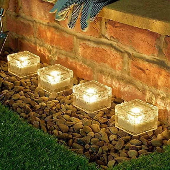 Solar Ice Light- Solar Ice Brick Light Glass Path Light Solar Crystal Brick Landscape Light For Garden Pathway Christmas Decor Etc.