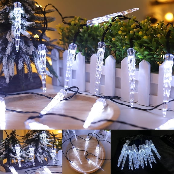 Solar Icicle Lights Garden, Waterproof 5M 20LED Twinkling Ice Cone String Lights Window Hanging Decorative Fairy Lights 8Mode for Outdoor Indoor Home Christmas Tree Wedding-