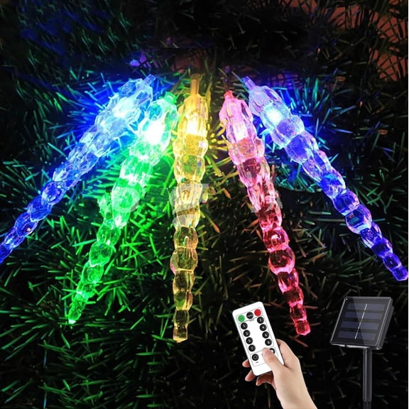 Solar Icicle Lights with Handheld Remote, Waterproof 9.5M 50LED Twinkling Ice Cone Lights, Solar Fairy Lights Outdoor with Remote, Indoor Outdoor Garden Window, 8 Modes