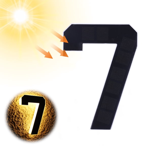 Solar Illuminated Address Number Sign, 6.7 Inch Lighted House Number Plaque, 600mAh NiMH IP44 Rated Auto Dusk to Dawn Outdoor Wall Light for Yard Gate Mailbox, Number 7