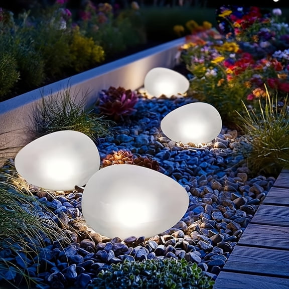 Solar Imitation Stone Lamp Outdoor Indoor Solar Powered LED Garden Path Light Waterproof Decorative Landscape Lighting for Yard Patio Walkway Natural River Rock Design