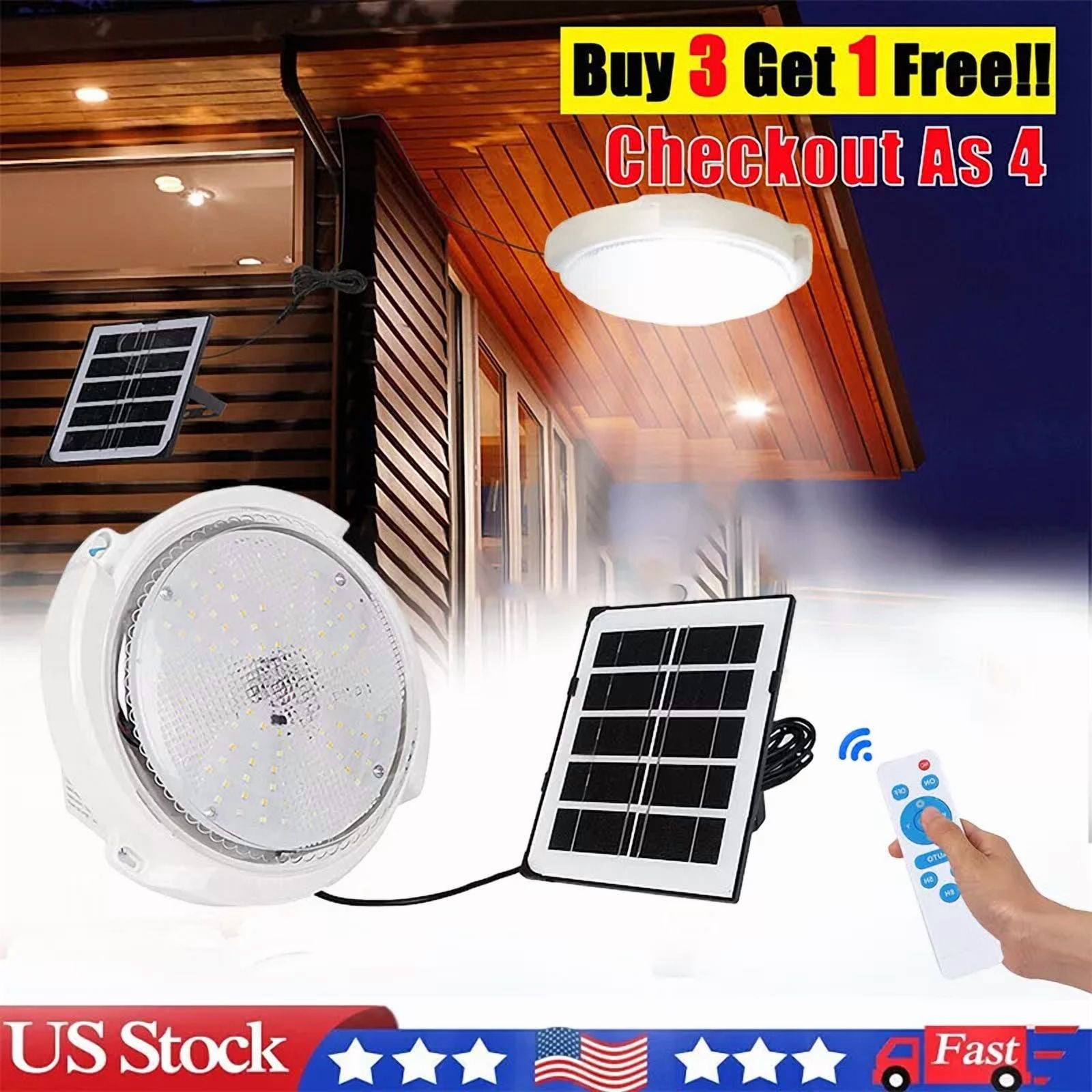 Solar Indoor Lights for Home, Solar Powered Ceiling Light Indoor Light with Remote and Timer for Barn Shed Garage