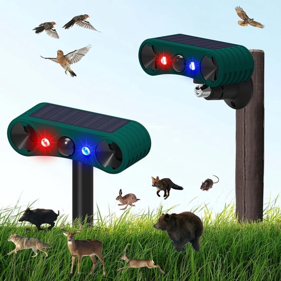 Solar Indoor Outdoor Motion Sensor Alarm,129db Dual Loud Siren Solar Infrared Induction Alarm Red Blue Flash Warning Security Strobe Light 4 Modes for Farm Yard Orchard Barn