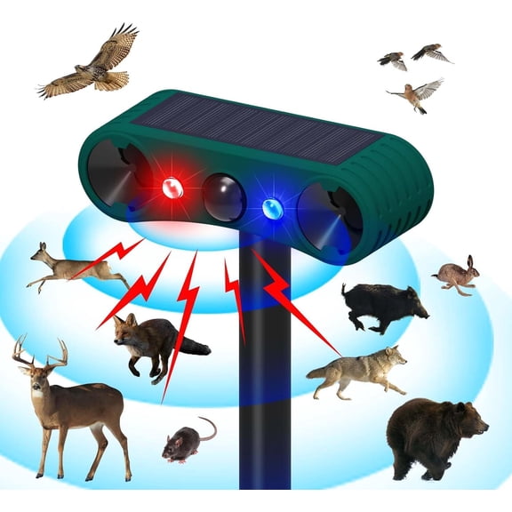 Solar Indoor Outdoor Motion Sensor Alarm,129db Dual Loud Siren Solar Infrared Induction Alarm Red Blue Flash Warning Security Strobe Light 4 Modes for Farm Yard Orchard Barn