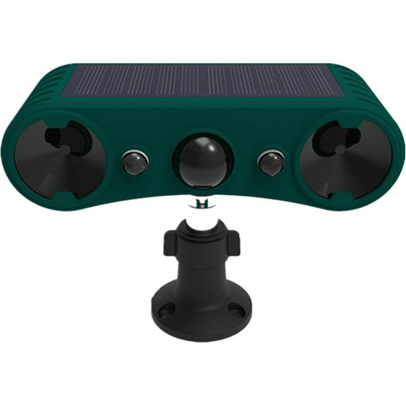 Solar Indoor&Outdoor Motion Sensor Alarm,Ultrasonic,2*130db Loud Siren Noise Maker,4 Modes,Mount on Ground or Fence,Red&Blue Motion Activated Strobe Light,Say Goodbye to The Intruders