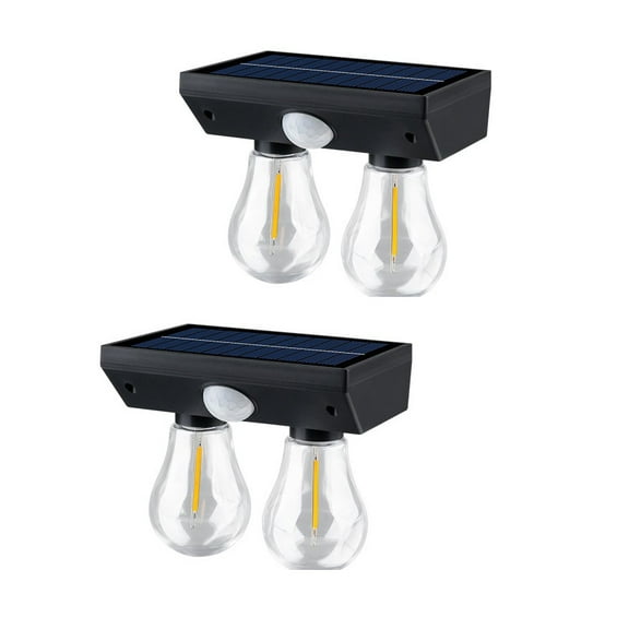 Solar Induction Wall Lamp LED Bulb with Motion Sensor, Outdoor Waterproof Solar Powered Garden Light for Pathway, Patio, Yard - Warm White (2 Pack)