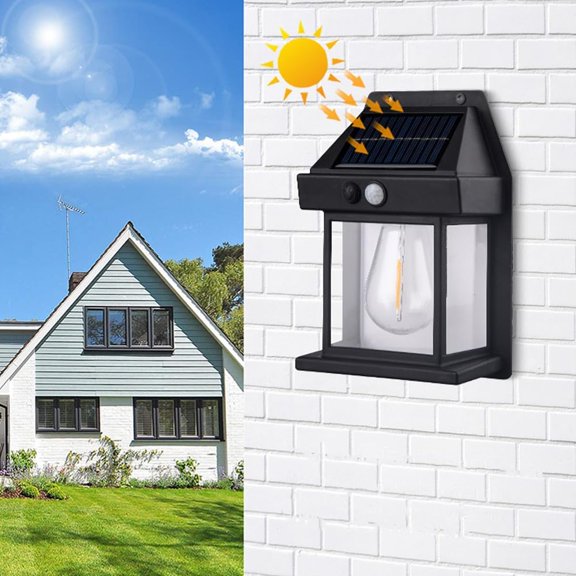 Solar Induction Wall lamp Warm Light Wireless Dusk to Dawn Motion LED Sconce Lights IP65 Waterproof.