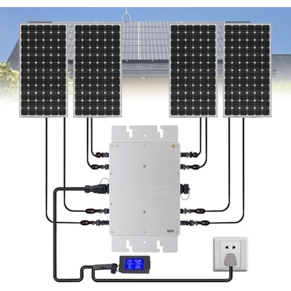 Solar  Inverter 1200W MPPT Grid Tie Pure Sine Wave DC to AC LCD Waterproof for 54V Solar Panel  Inverter$$Garden & Patio