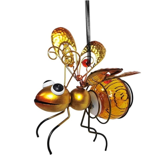 Solar Iron Insect Statue with Led Fairy Light for Outdoor Garden Decoration, Rust-Resistant and Waterproof Hanging Ornament