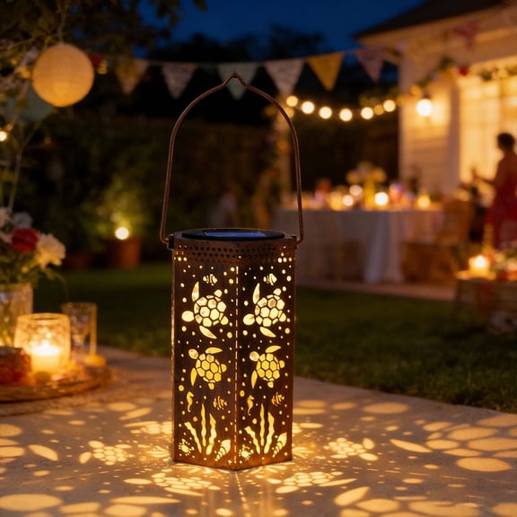 Solar Iron Turtle Hollow Projection Light, Garden Courtyard Decoration Night Light, Casts Shadow Pattern, Weatherproof, Auto On/Off, Outdoor Camping Pathway Ambiance