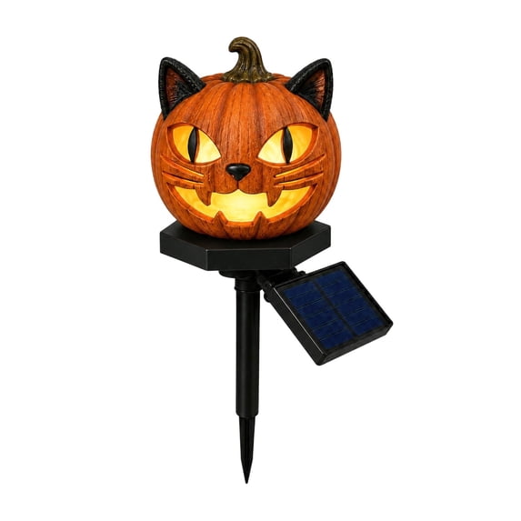 Solar Jack O Lantern Stake Lights, Orange Halloween Stake Light, Garden Stake Pathway Decor for Outdoor, Yard Walkway Halloween Ground Stake Decor, Solar Powered Pumpkin Pathway Light,D