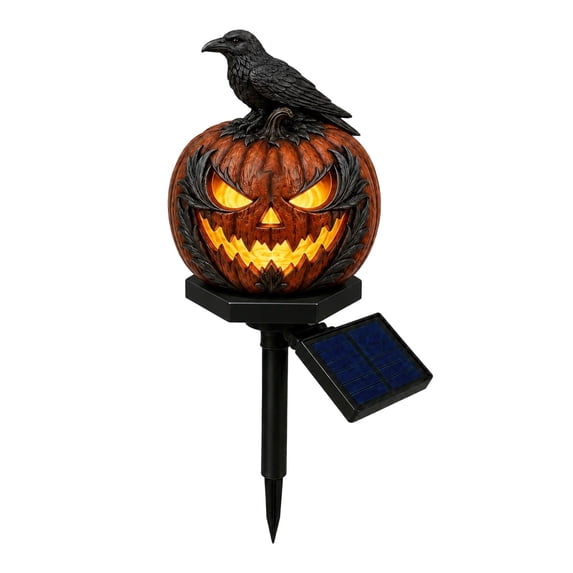 Solar Jack O Lantern Stake Lights, Orange Halloween Stake Light, Garden Stake Pathway Decor for Outdoor, Yard Walkway Halloween Ground Stake Decor, Solar Powered Pumpkin Pathway Light
