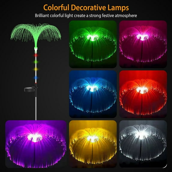 Solar Jellyfish Lights Waterproof 4 Pack, TeqHome 7 Color Changing Solar Flowers Garden Lights, Outdoor Decorative Solar Powered Stake Jellyfish Light for Yard Patio Pathway Xmas Valentine's Day Deco