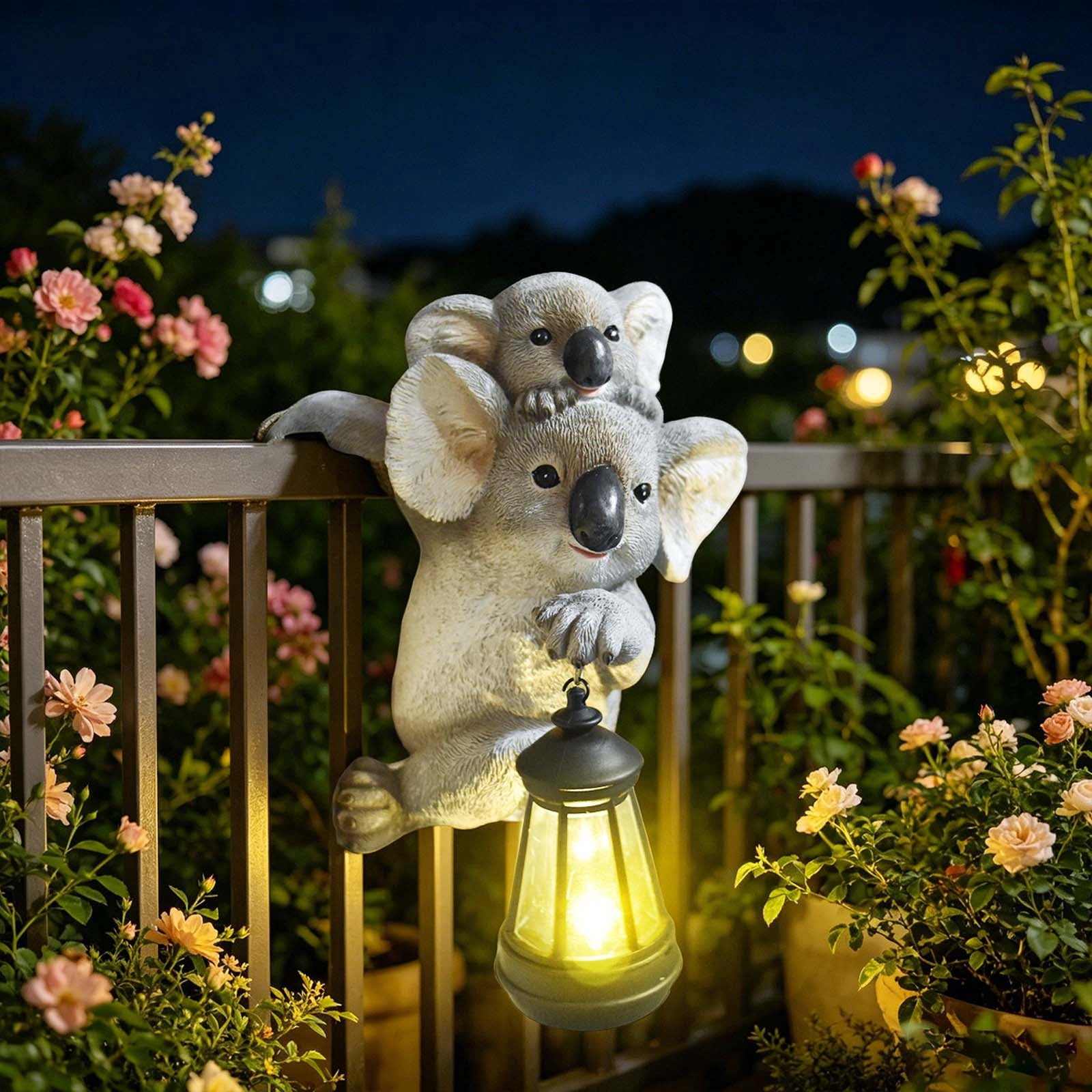 Solar Koala Garden Light, Outdoor Waterproof Resin Koala Figurine