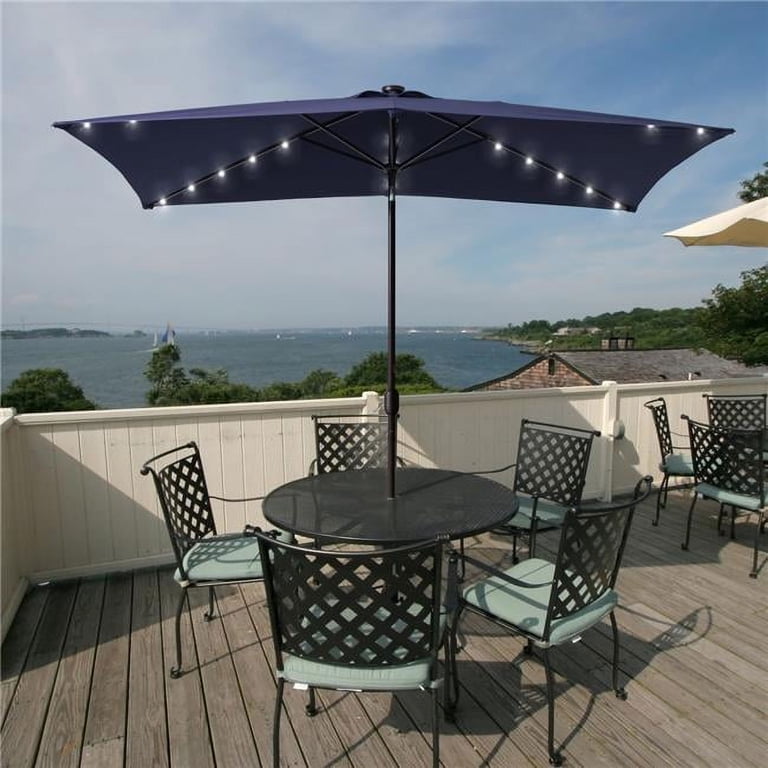 3-piece patio set with umbrella Cast Aluminum Bistro Cushions, Hole WOMEN+UNISEX having a backyard is Color:Aruba Turquoise Forum Destroyer 155